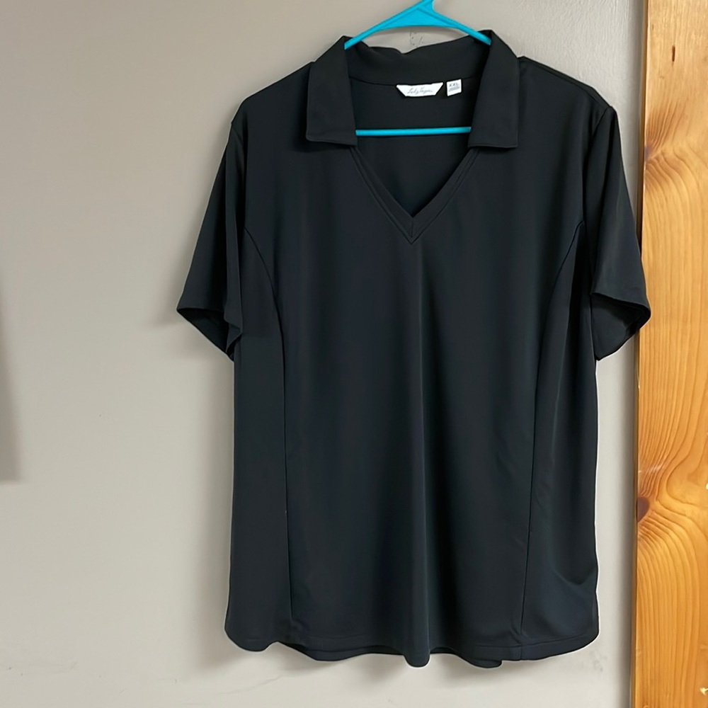 XXL Black Lady Hagen V-Neck Short Sleeve Golf Shirt